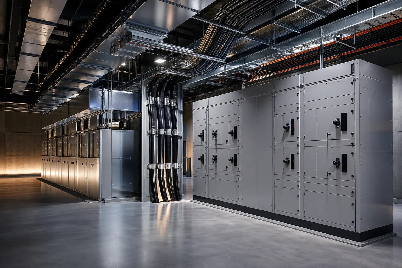Commercial three-phase electrical distribution board and containment